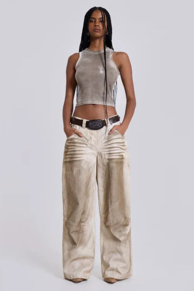 Sand Oil Wash Colossus Jeans - WEUXS