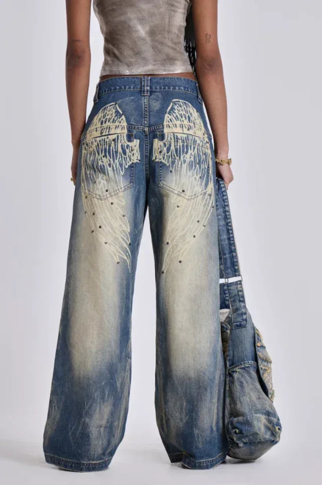 Wide leg denim jeans - View 9 | WEUXS