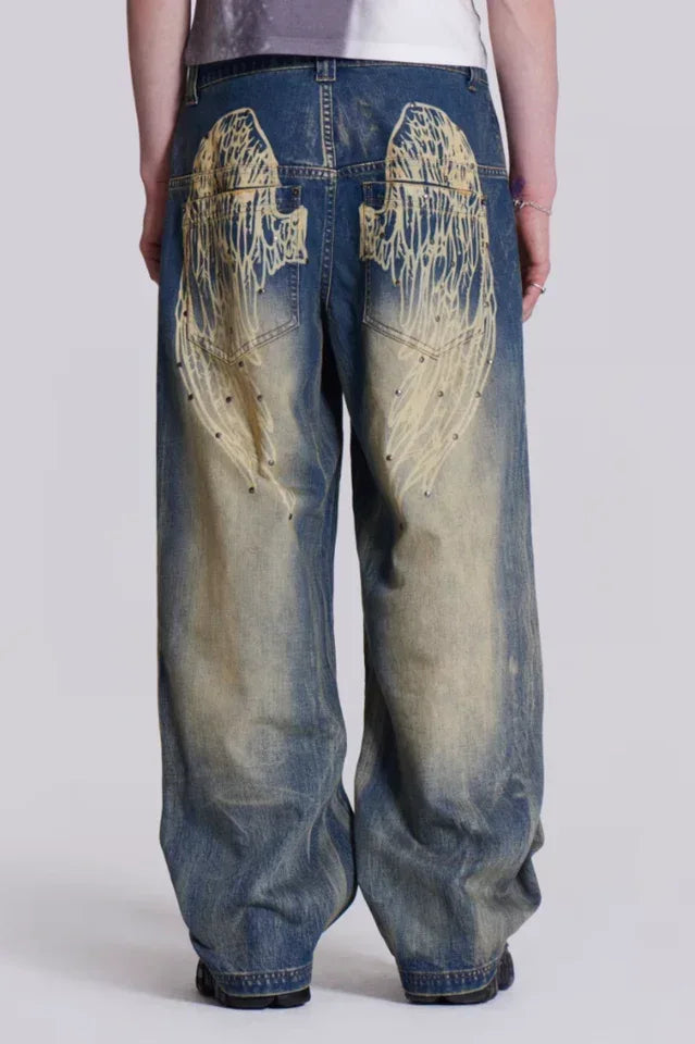 Wide leg denim jeans - View 6 | WEUXS