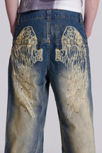 Wide leg denim jeans - View 8 | WEUXS