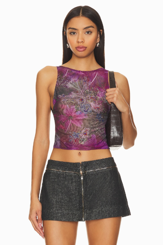 Hotfix Backless Mesh Top | Dress In Beauty