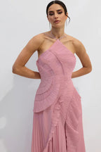 Asymmetrical Halterneck Midi Dress - View 11 | WEUXS