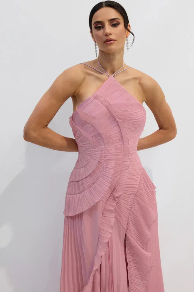 Asymmetrical Halterneck Midi Dress - View 11 | WEUXS