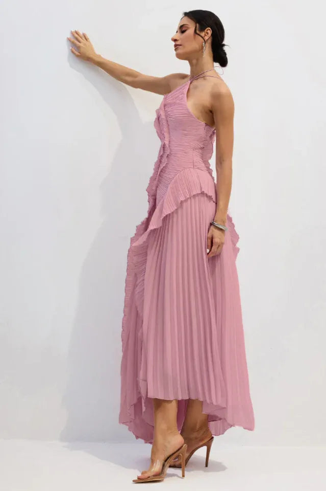 Asymmetrical Halterneck Midi Dress - View 13 | WEUXS