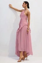 Asymmetrical Halterneck Midi Dress - View 13 | WEUXS