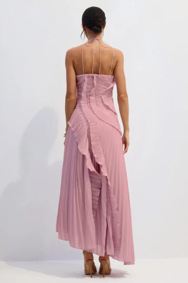 Asymmetrical Halterneck Midi Dress - View 14 | WEUXS