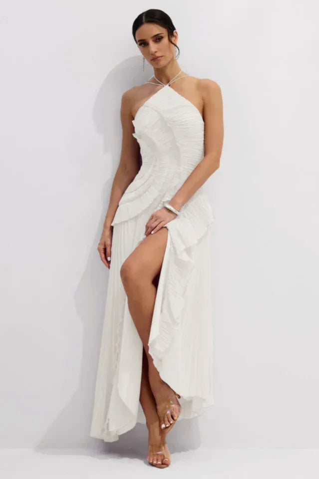 Asymmetrical Halterneck Midi Dress - View 7 | WEUXS