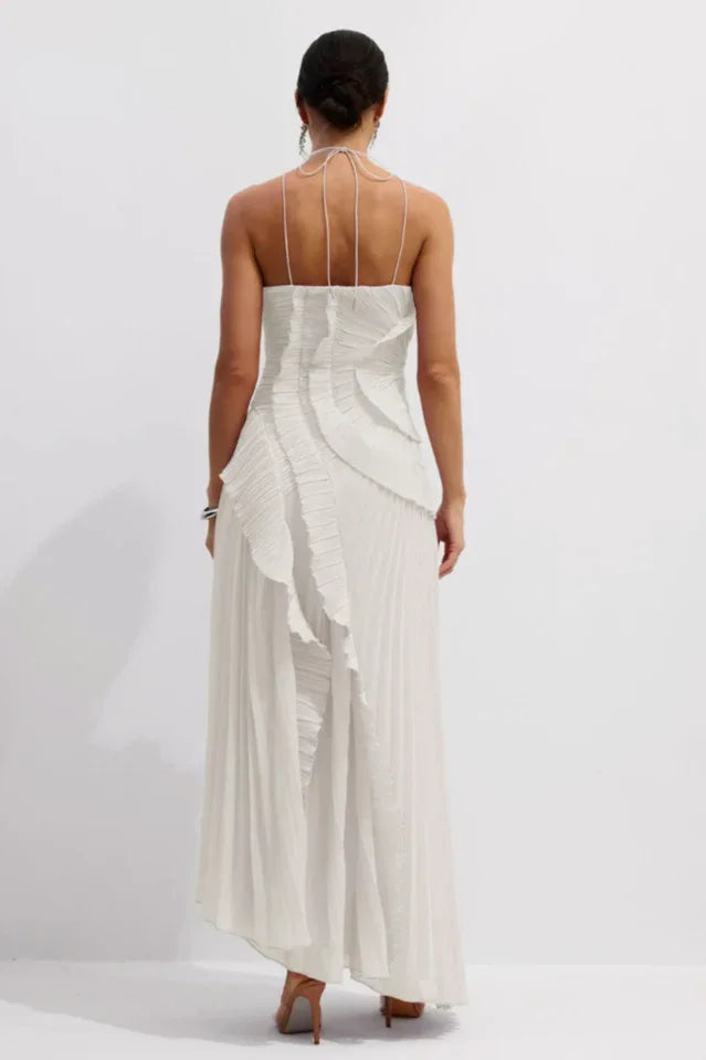 Asymmetrical Halterneck Midi Dress - View 9 | WEUXS
