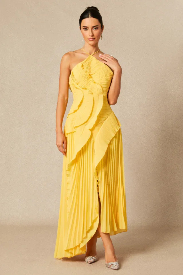 Asymmetrical Halterneck Midi Dress - View 15 | WEUXS