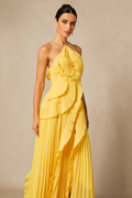 Nina Asymmetry Pleated Halterneck Midi Dress | Dress In Beauty