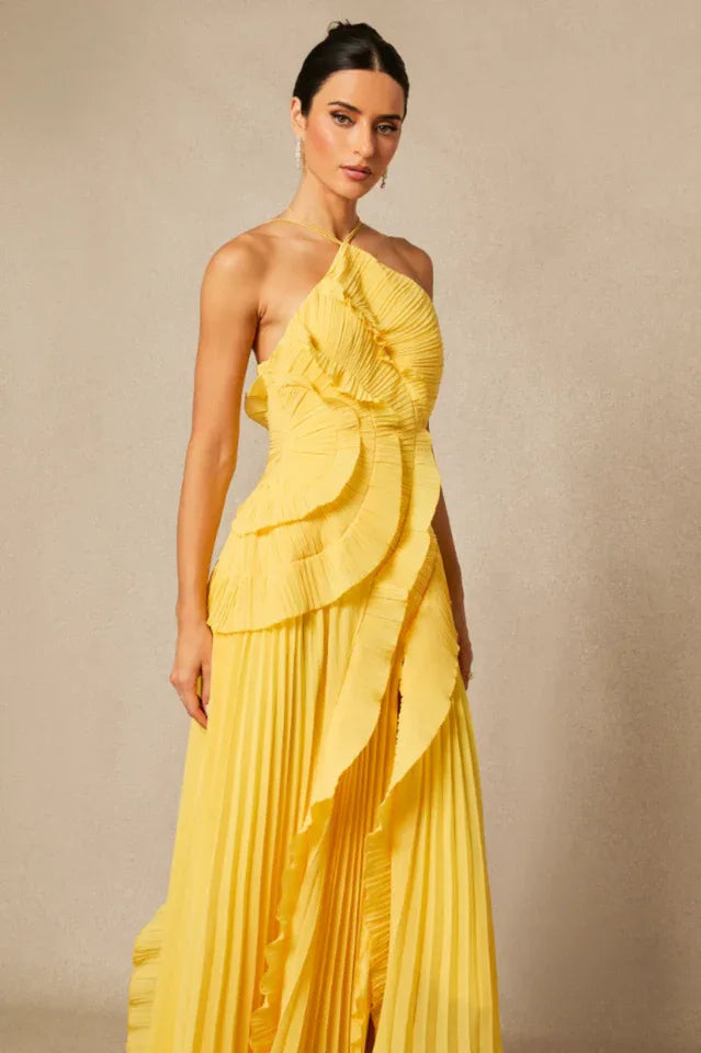 Asymmetrical Halterneck Midi Dress - View 17 | WEUXS