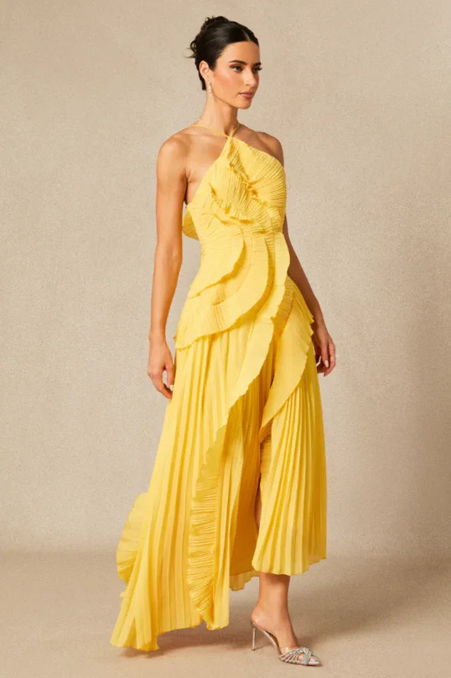 Asymmetrical Halterneck Midi Dress - View 18 | WEUXS