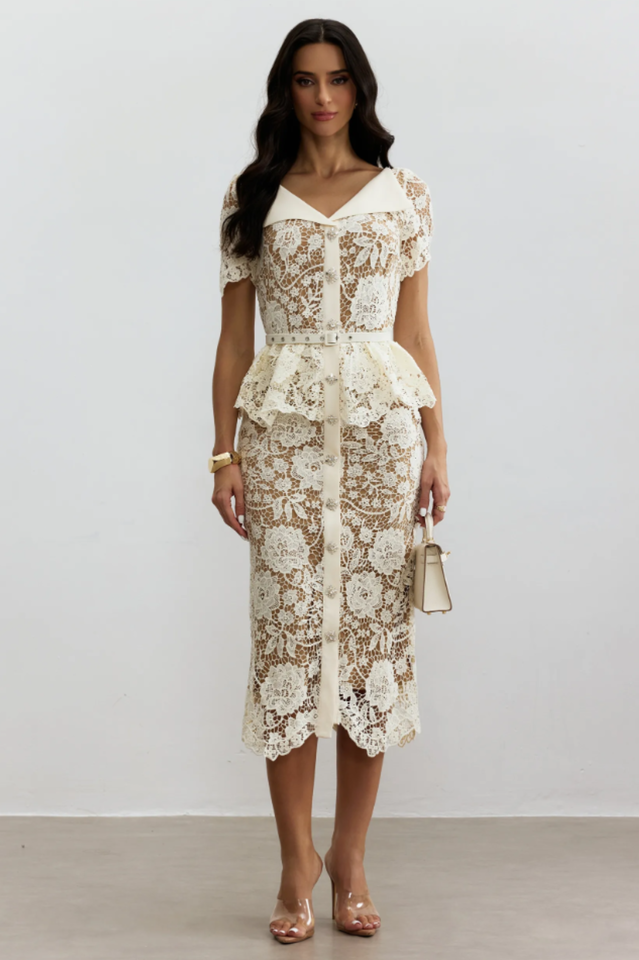 Larina Floral Lace Midi Dress | Dress In Beauty