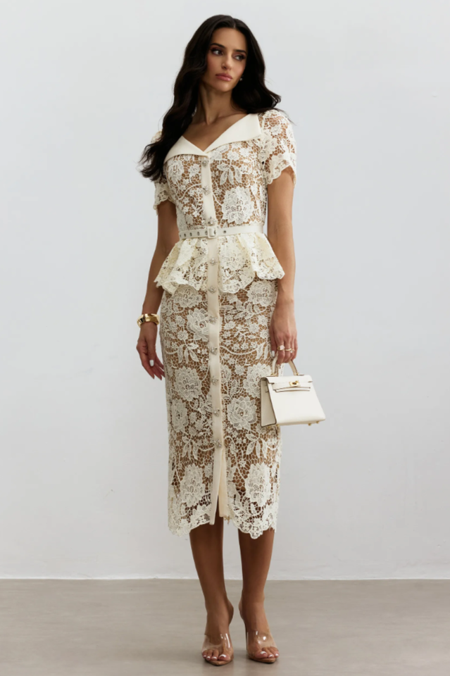 Larina Floral Lace Midi Dress | Dress In Beauty