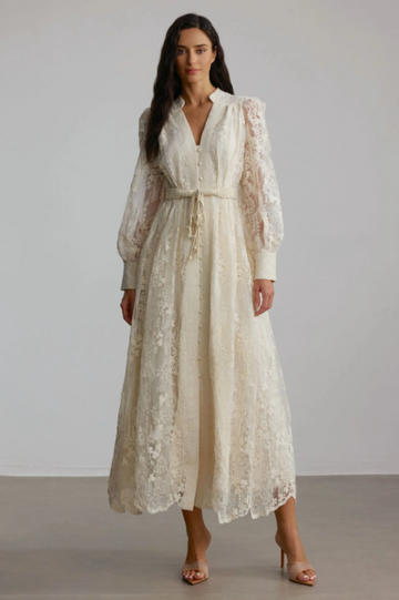 Madeline Lace Embroidered Midi Dress | Dress In Beauty
