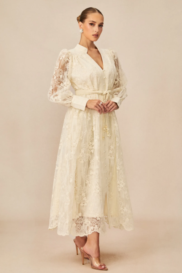 Madeline Lace Embroidered Midi Dress | Dress In Beauty