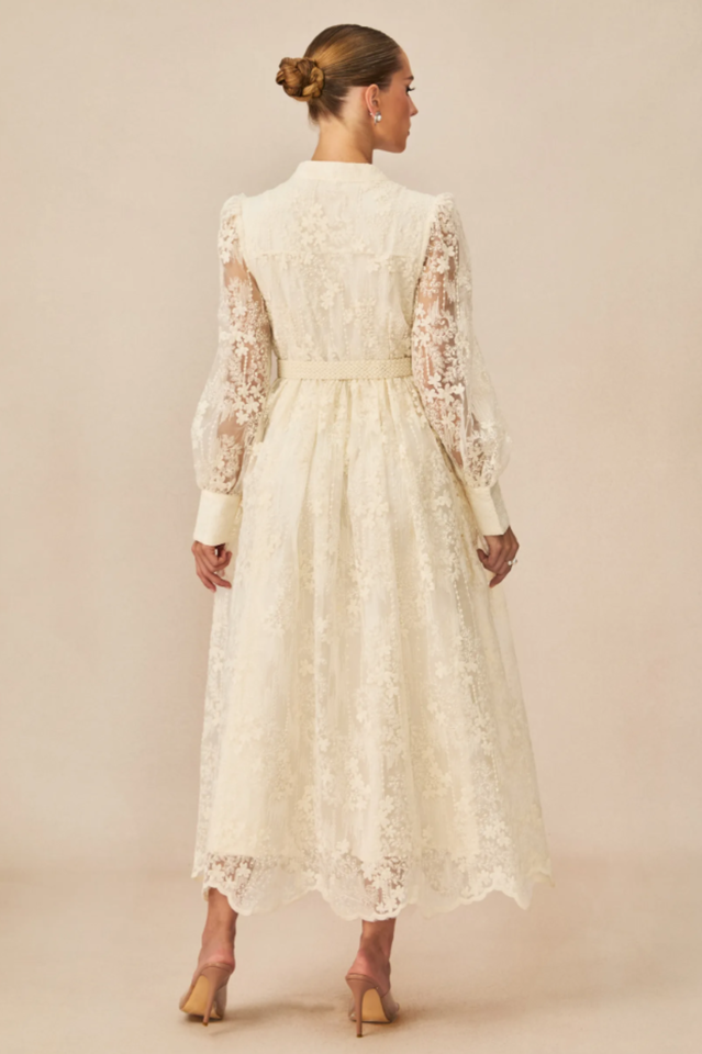 Madeline Lace Embroidered Midi Dress | Dress In Beauty