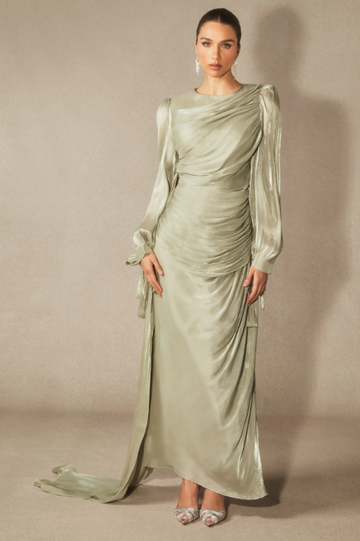 Sonia Lantern Sleeve Ruched Maxi Dress | Dress In Beauty