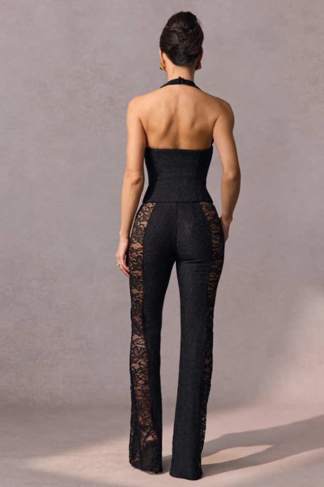 Martha Halter Neck Sheer Lace Jumpsuit | Dress In Beauty
