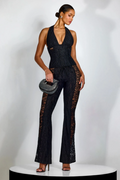 Martha Halter Neck Sheer Lace Jumpsuit | Dress In Beauty