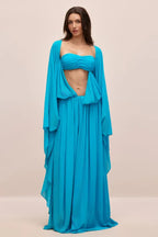 Detail of the cape sleeves on the Eugenia maxi dress