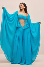 Eugenia Asymmetric Draped Cape Sleeve Maxi Dress - View 6 | WEUXS