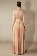 Elsie Metallic Pleated Belted Maxi Dress | Dress In Beauty