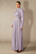 Elsie Metallic Pleated Belted Maxi Dress | Dress In Beauty
