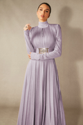Elsie Metallic Pleated Belted Maxi Dress | Dress In Beauty