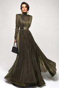 Elsie Metallic Pleated Belted Maxi Dress | Dress In Beauty