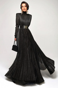 Elsie Metallic Pleated Belted Maxi Dress | Dress In Beauty