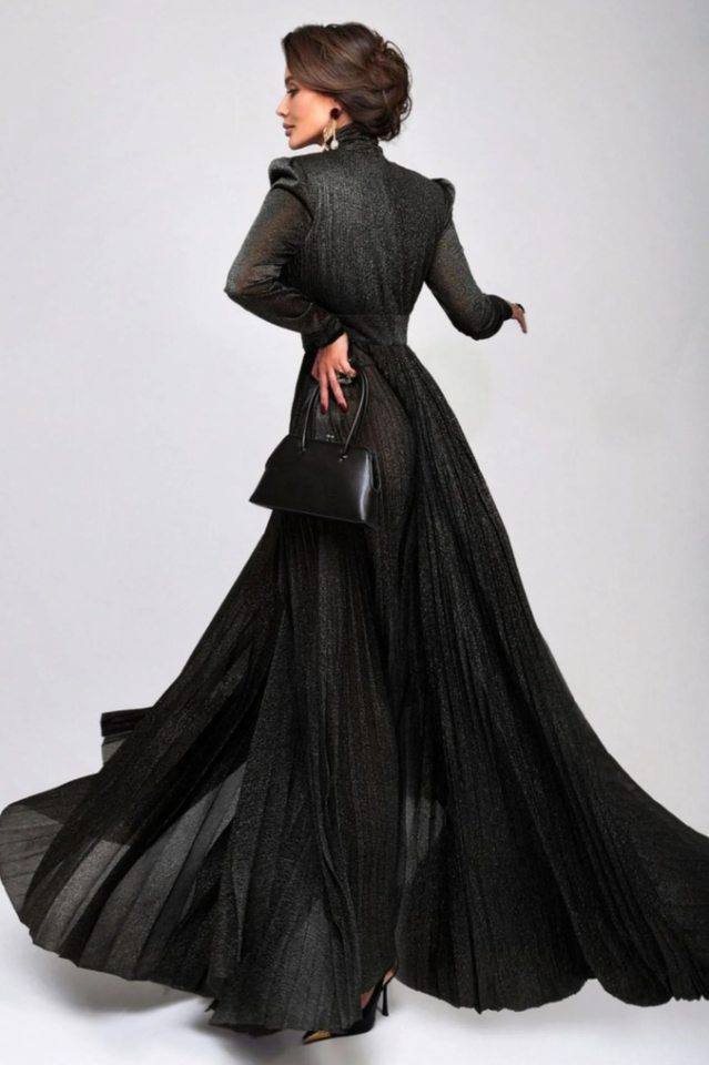 Elsie Metallic Pleated Belted Maxi Dress | Dress In Beauty