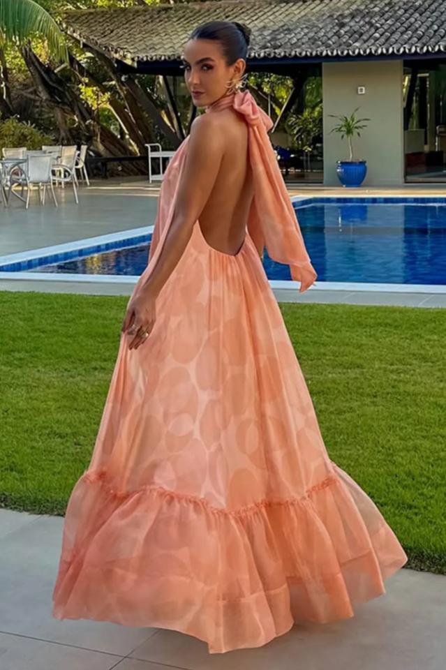 Stephanie Printed Halter Neck Maxi Dress | Dress In Beauty