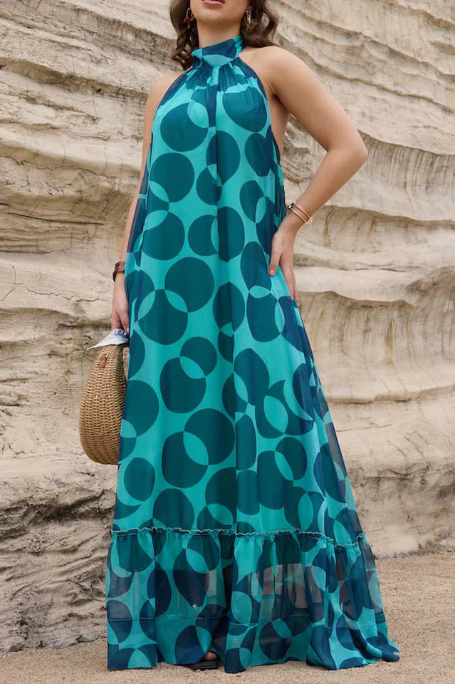 Stephanie Printed Halter Neck Maxi Dress | Dress In Beauty