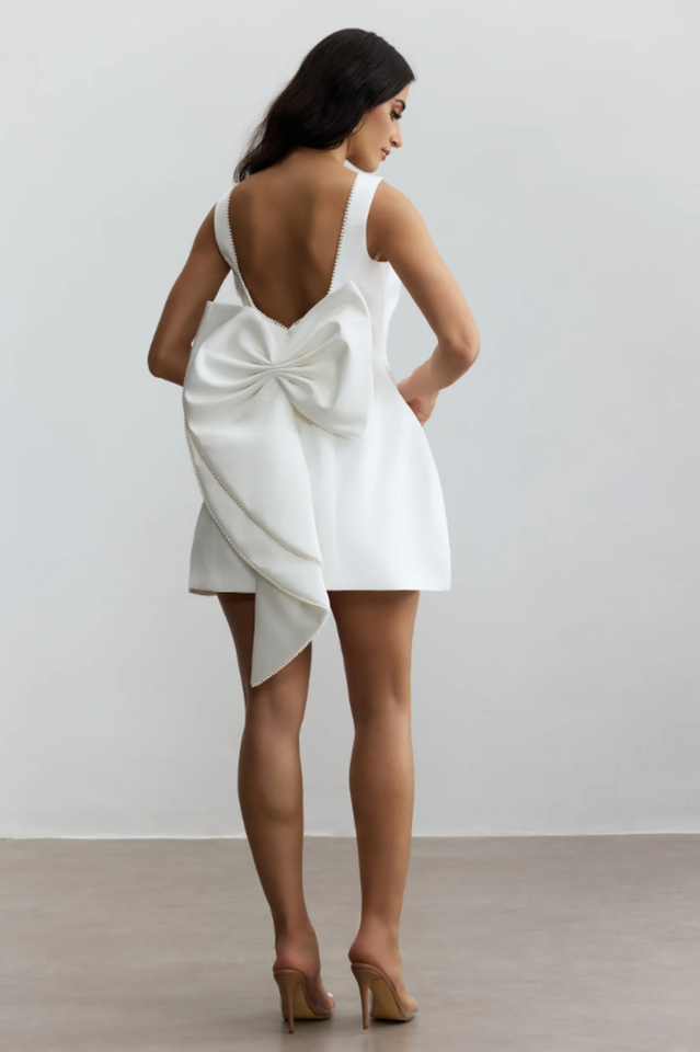 Cecila Bowknot Pearl Backless Mini Dress | Dress In Beauty