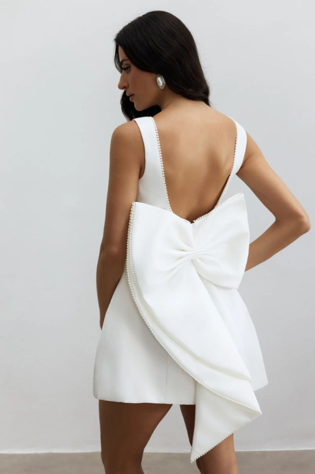 Cecila Bowknot Pearl Backless Mini Dress | Dress In Beauty