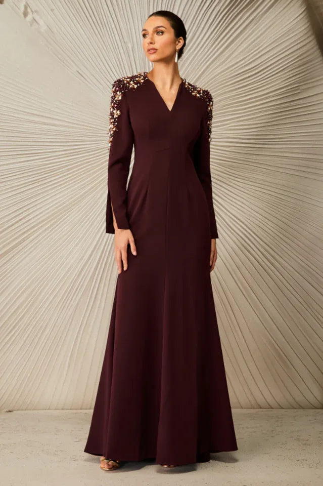 Embellished Maxi Dress with V-Neck Secondary image