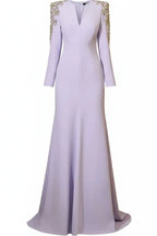 Embellished V-Neck Maxi Dress with long sleeves and crystal bead detailing - View 26 | WEUXS