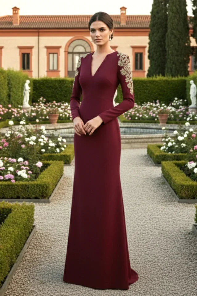 woman wearing an embellished V-neck maxi dress - View 11 | WEUXS