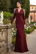 woman wearing an embellished V-neck maxi dress - View 8 | WEUXS