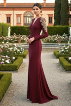 Embellished V-Neck Maxi Dress with long sleeves and crystal bead detailing - View 12 | WEUXS