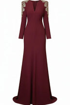 woman wearing an embellished V-neck maxi dress - View 13 | WEUXS
