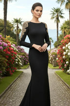 Embellished V-Neck Maxi Dress with long sleeves and crystal bead detailing - View 34 | WEUXS