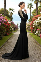 woman wearing an embellished V-neck maxi dress - View 35 | WEUXS