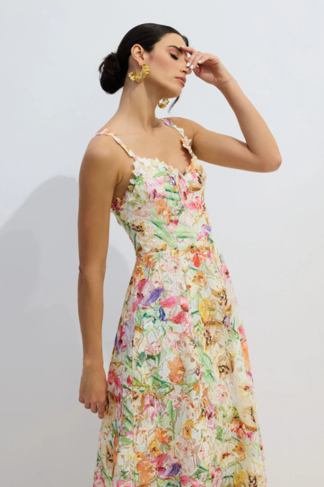 Diana Floral Embroidered Lace Midi Dress | Dress In Beauty