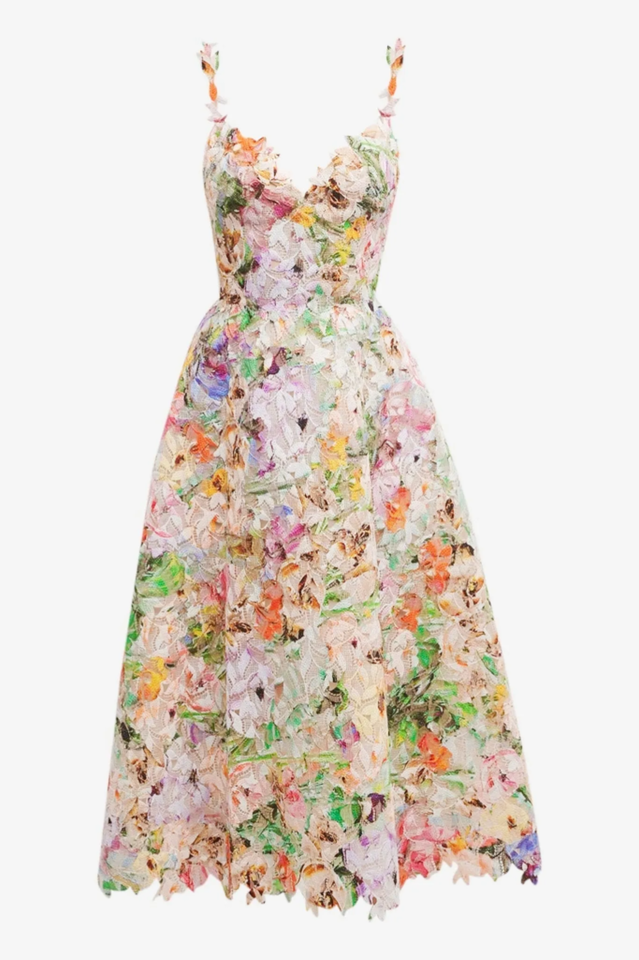 Diana Floral Embroidered Lace Midi Dress | Dress In Beauty