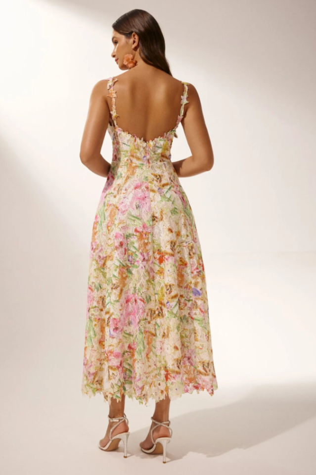 Diana Floral Embroidered Lace Midi Dress | Dress In Beauty