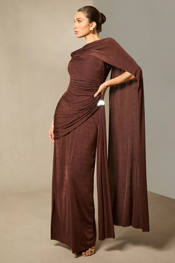 Aubrie Draped Cape Maxi Dress | Dress In Beauty