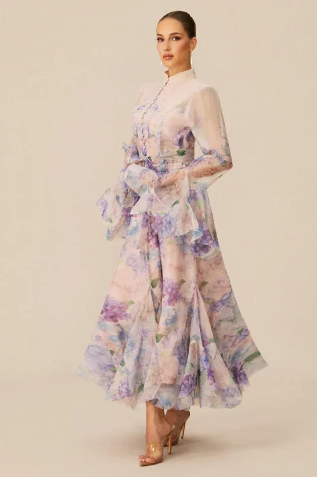 Floral print maxi dress - View 10 | WEUXS