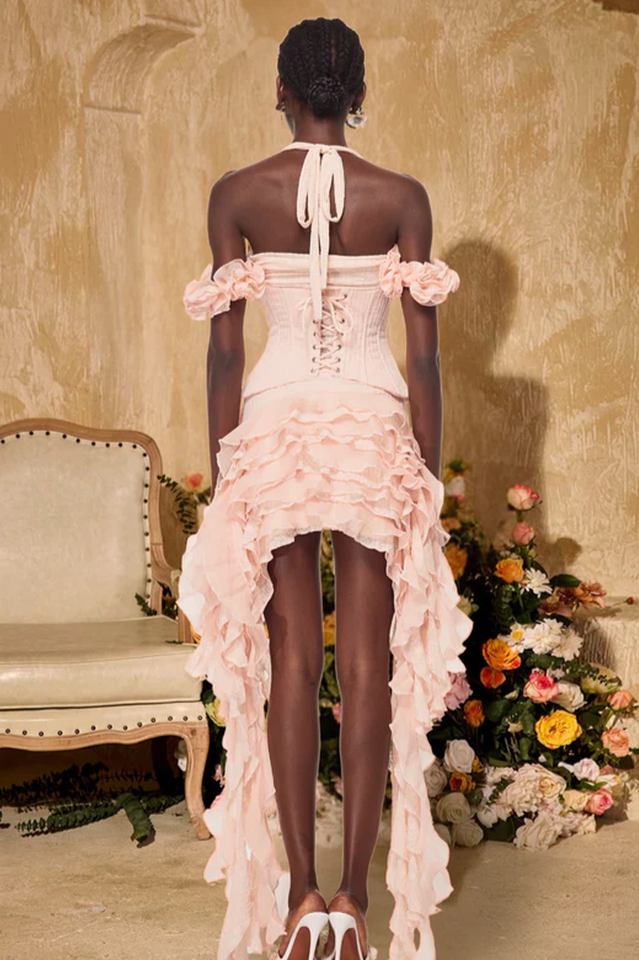 Ivria Halterneck Ruffled Draped Dress | Dress In Beauty